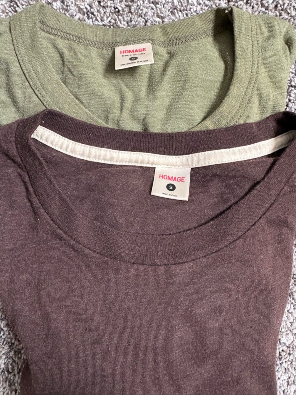 HOMAGE Short-Sleeve Tee Pair in Olive and Brown